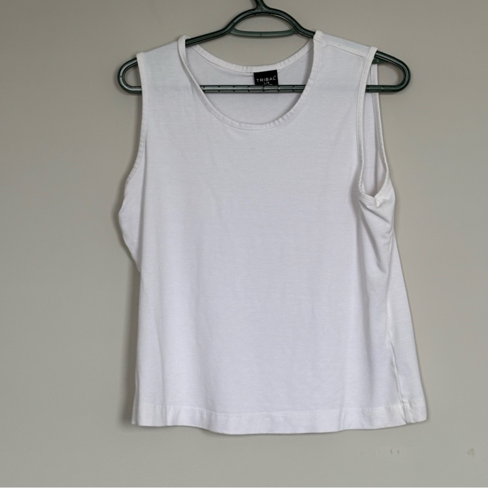 Tribal white tank. Ladies size L